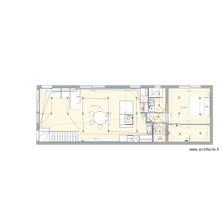 Villa 3 rdc Eclairage RDC. Plan de 3 pièces et 81 m2