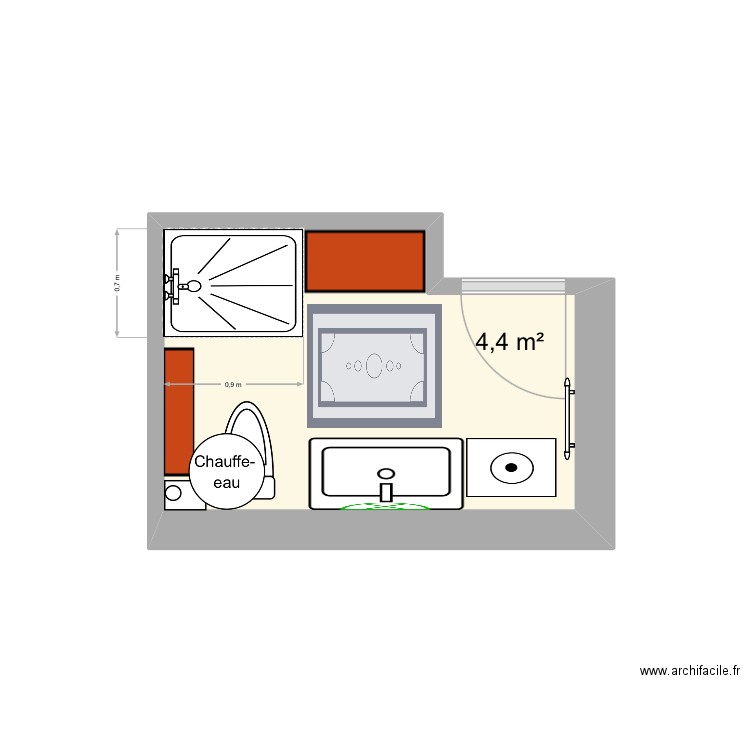 Salle de bain St Marie. Plan de 1 pièce et 4 m2