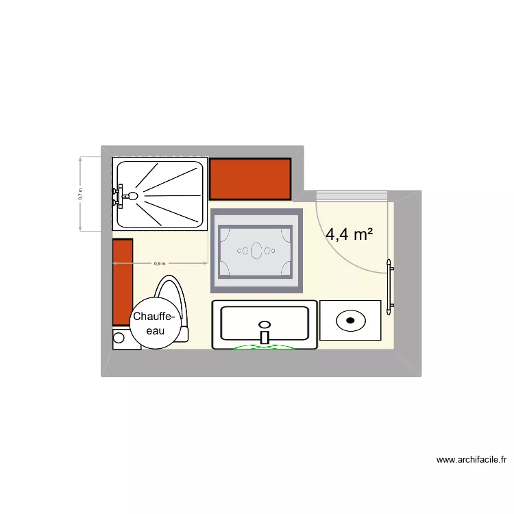 Salle de bain St Marie. Plan de 1 pièce et 4 m²