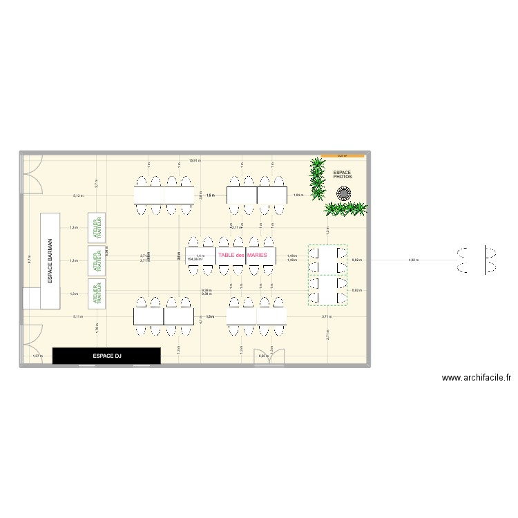 SALLE MARIAGE. Plan de 1 pièce et 154 m2