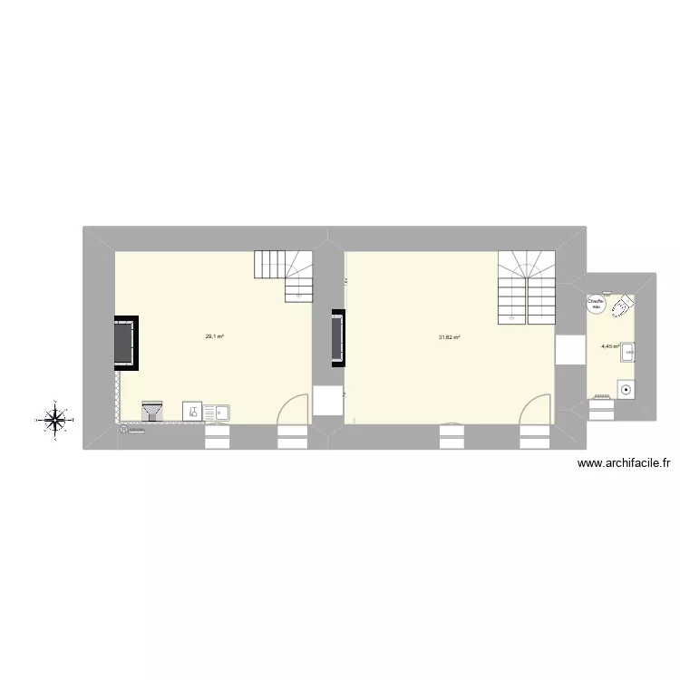 RDC_Brut_avant_travaux. Plan de 3 et 65 m² RDC_Brut_avant_travaux. Plan de 3 et 65 m²