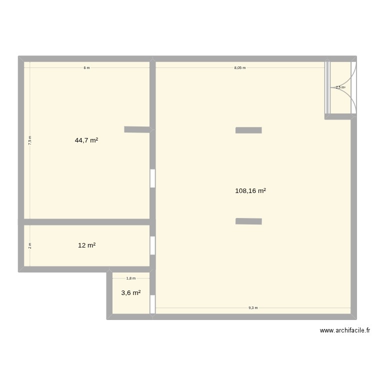 Local professionel 97. Plan de 5 pièces et 171 m2