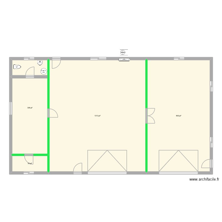 garage 1. Plan de 4 pièces et 189 m2