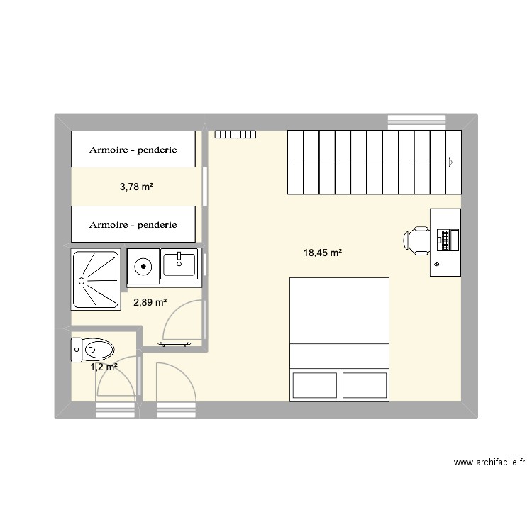 Plan définitif Atelier. Plan de 4 pièces et 26 m2