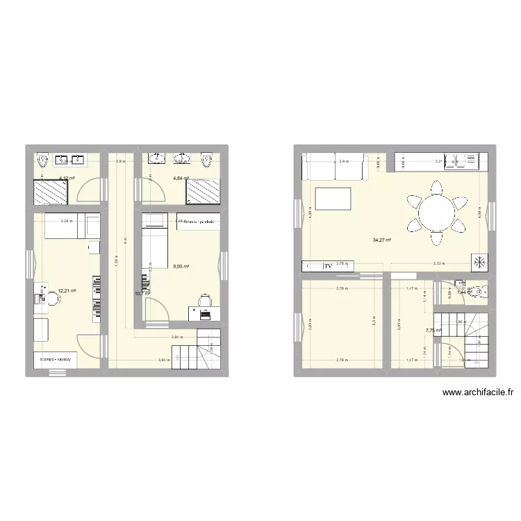 plan 2 Maison Le Raincy 140 b d'Aulnay. Plan de 8  et 85 m²