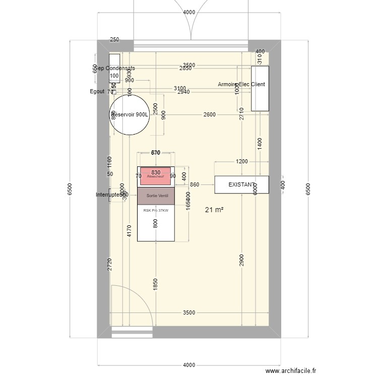 ecocryo. Plan de 1 pièce et 21 m2