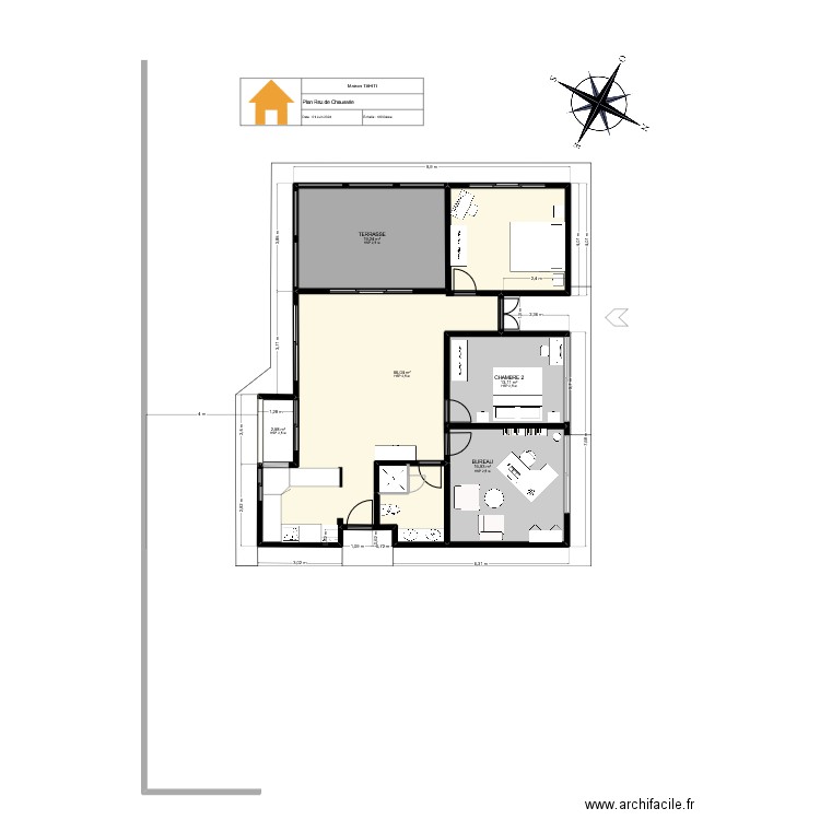Maison TAHITI. Plan de 5 pièces et 118 m2