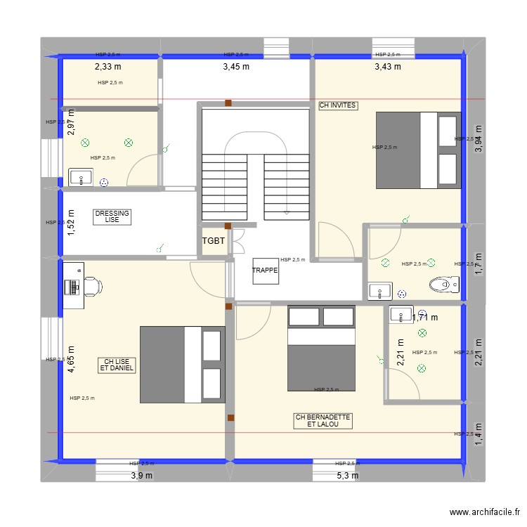 MAISON HAMBACH LE30/0825 ELEC. Plan de 45 pièces et 282 m2