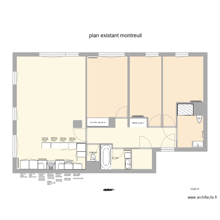 plan existant appartement solange. Plan de 11 pièces et 91 m2