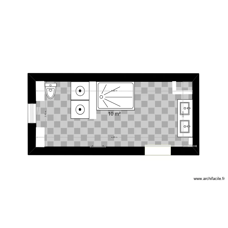 Salle de bain après travaux. Plan de 1 et 10 m² Salle de bain après travaux. Plan de 1 et 10 m²