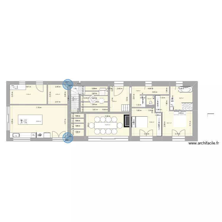 Maison structure mettalique. Plan de 29  et 270 m²