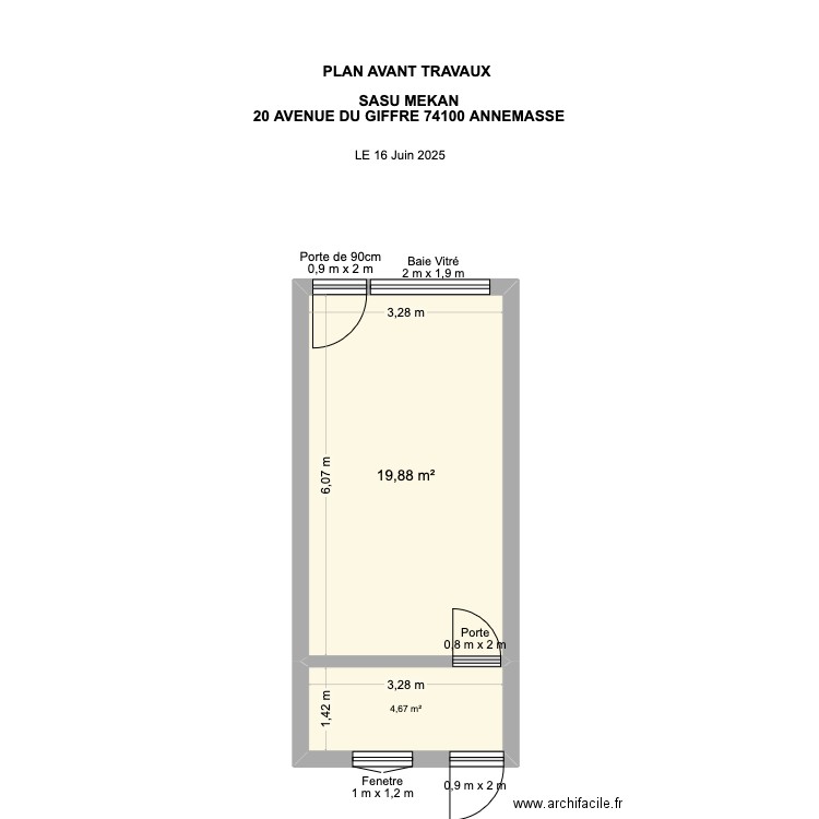 mekan. Plan de 2 pièces et 25 m2