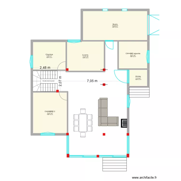 La verdiere 1er Etage. Plan de 6 et 66 m² La verdiere 1er Etage. Plan de 6 et 66 m²