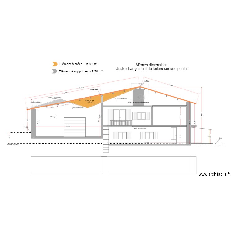 Projet façade ouest juste modif toit 3/3. Plan de 0 pièce et 0 m2