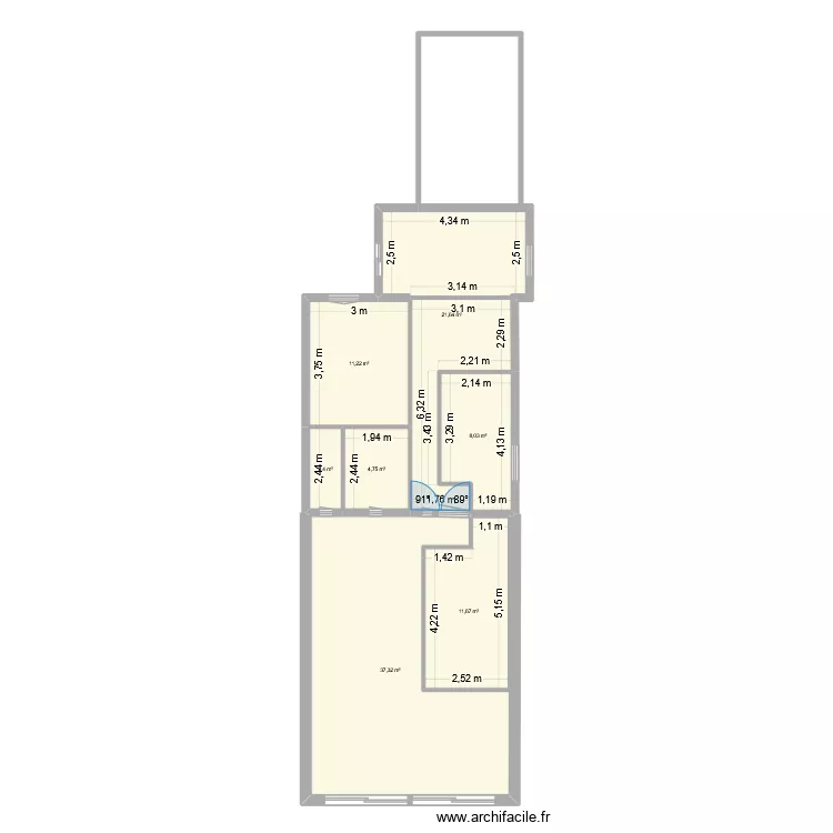 projet int&eacute;rieur. Plan de 7  et 97 m²