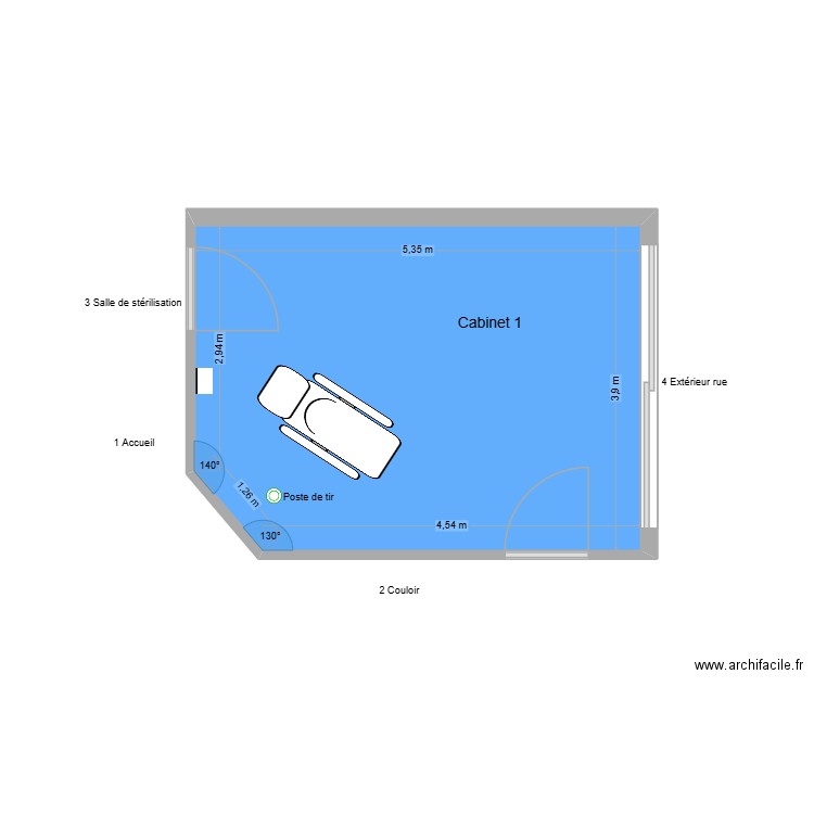 30889 Cabinet 1. Plan de 1 pièce et 20 m2