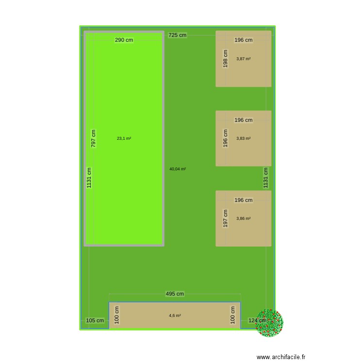 jardin. Plan de 6 pièces et 116 m2