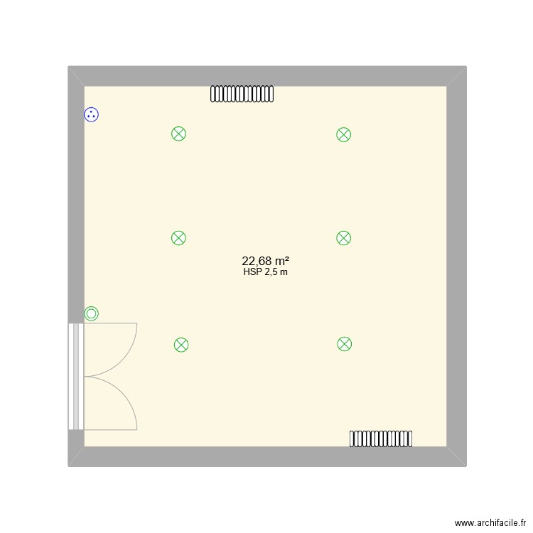 Test. Plan de 1 pièce et 23 m2