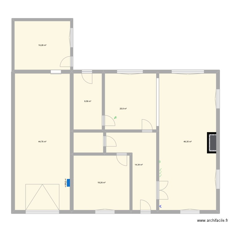 Maison HP Rez. Plan de 14 pièces et 325 m2