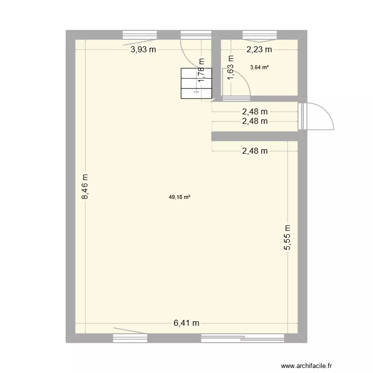 Bas actuel Alex Crusnes 2. Plan de 2  et 53 m²