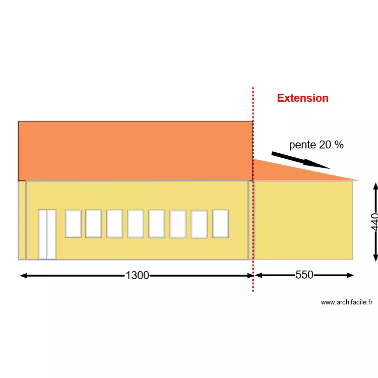 plan fa&ccedil;ade extension. Plan de 
