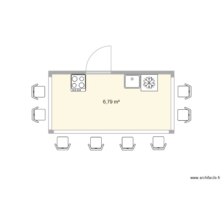Kiosque Sikensi. Plan de 1 pièce et 7 m2