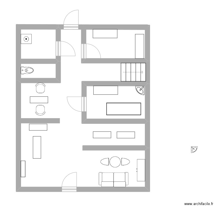 Douce évasion rez de chaussée. Plan de 4 pièces et 50 m2