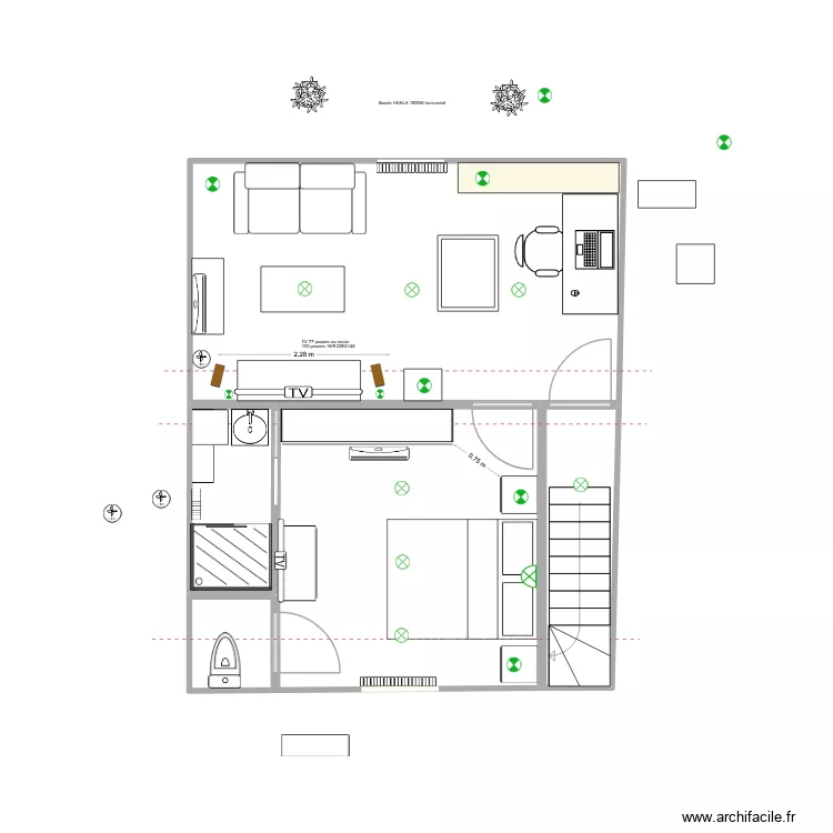 Sol 7: Salon cine + chambre. Plan de 4 et 37 m² Sol 7: Salon cine + chambre. Plan de 4 et 37 m²