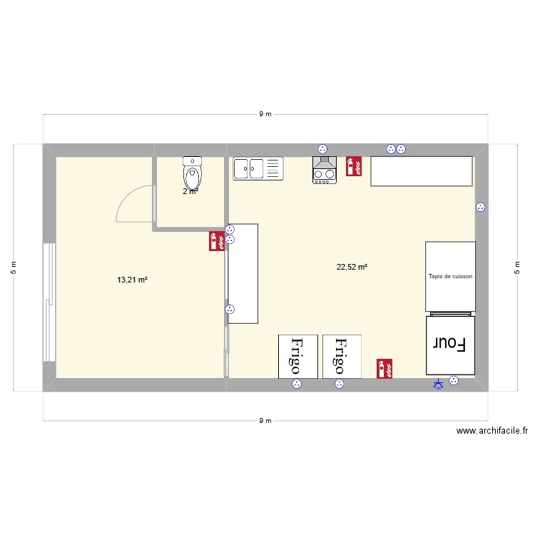 PROJET BOULANGE. Plan de 3 pièces et 38 m2