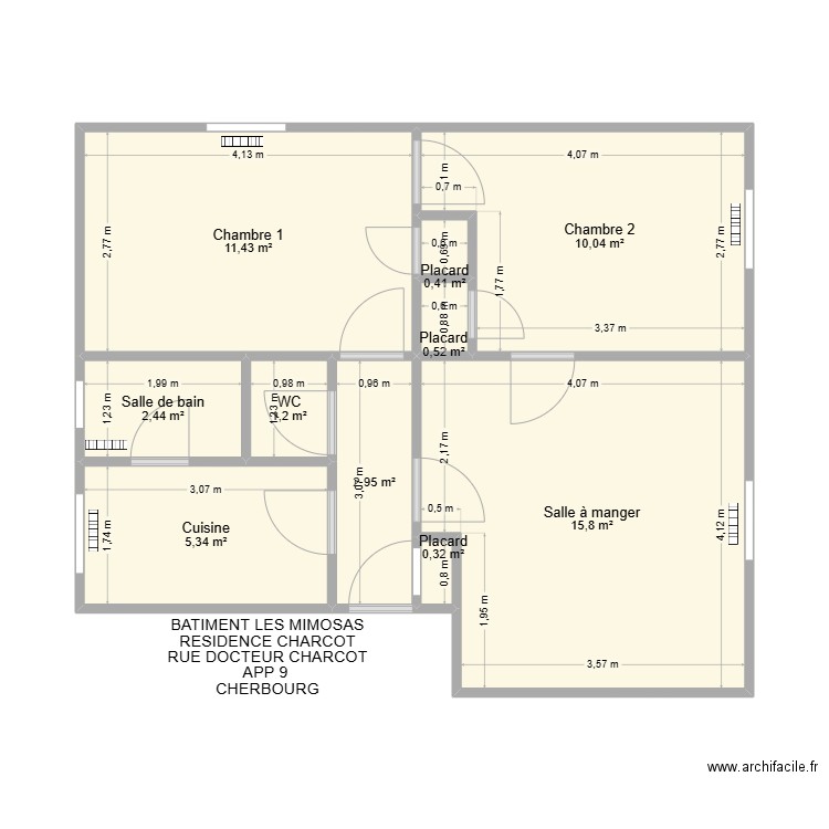 BAT MIMOSAS APP9. Plan de 10 pièces et 50 m2
