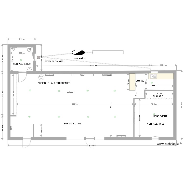 salle de mairie . Plan de 2 pièces et 133 m2