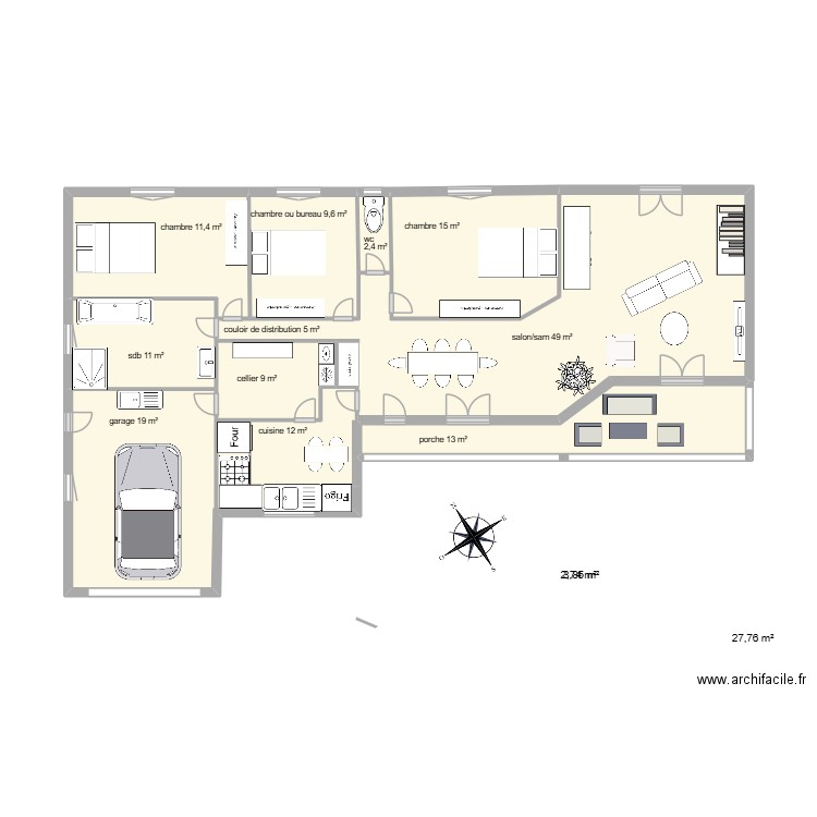 PLAN PENVERN. Plan de 6 pièces et 42 m2