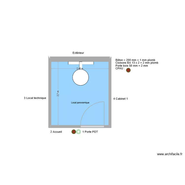 31255 Local panoramique. Plan de 1  et 7 m²