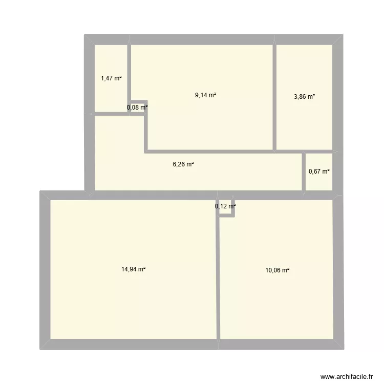 appartement tavaux vide. Plan de 9  et 47 m²