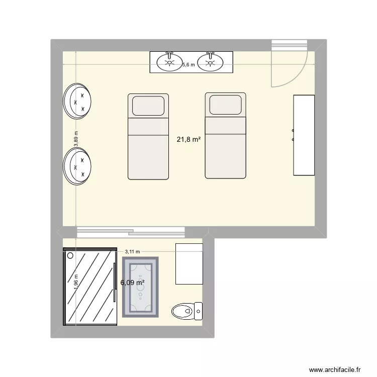 Cabine duo maeline. Plan de 2 Pièces et 28 m² Cabine duo maeline. Plan de 2 Pièces et 28 m²