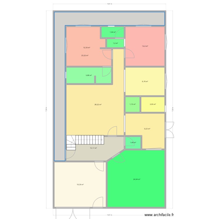 Plan TIV 1. Plan de 15 pièces et 160 m2