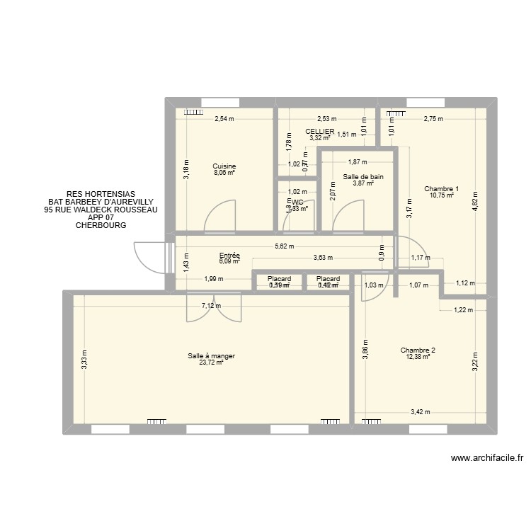 BAT BARBEY D\'AUREVILLY APP7. Plan de 0 pièce et 0 m2