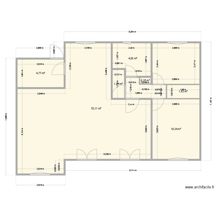 oleron2. Plan de 7 pièces et 75 m2