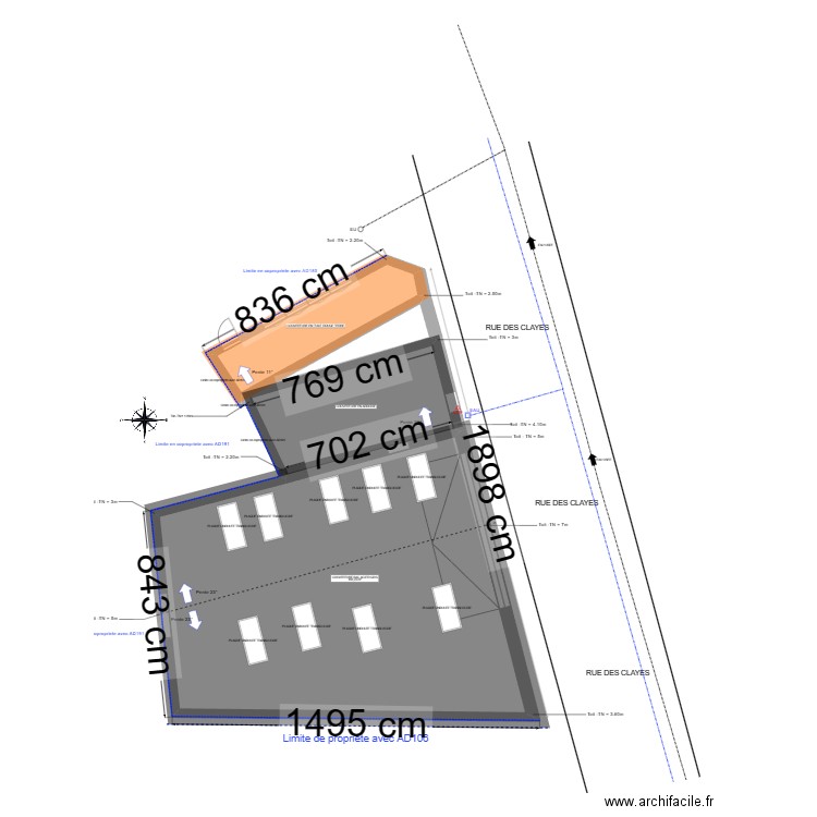 plan de masse AVANT . Plan de 4 pièces et 173 m2