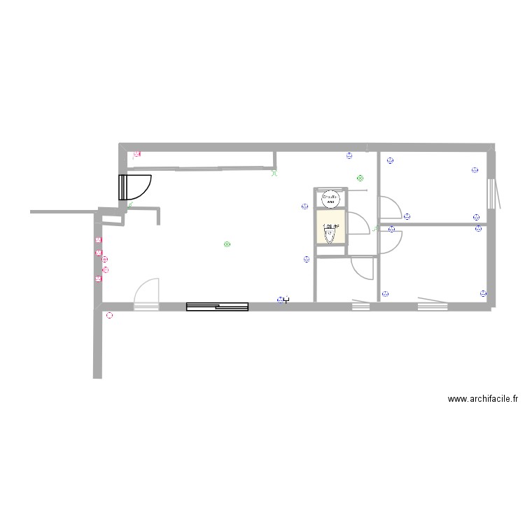 projet. Plan de 1 pièce et 1 m2