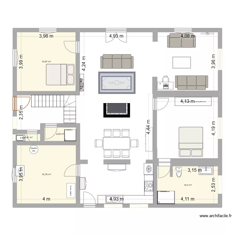Linxe RdC. Plan de 5  et 45 m²