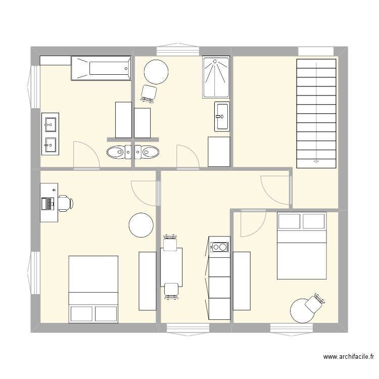 CHAMBRE CLAIRE HENRI. Plan de 6 pièces et 60 m2