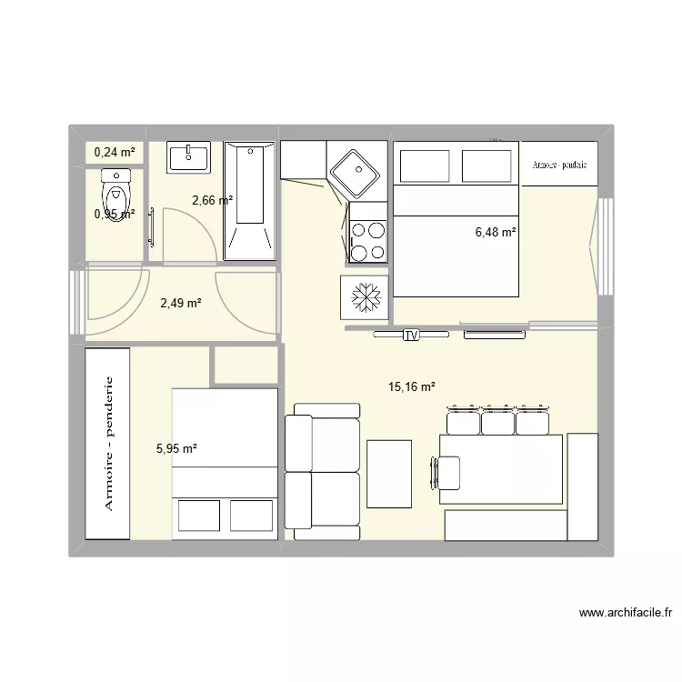 PSV. Plan de 7  et 34 m²