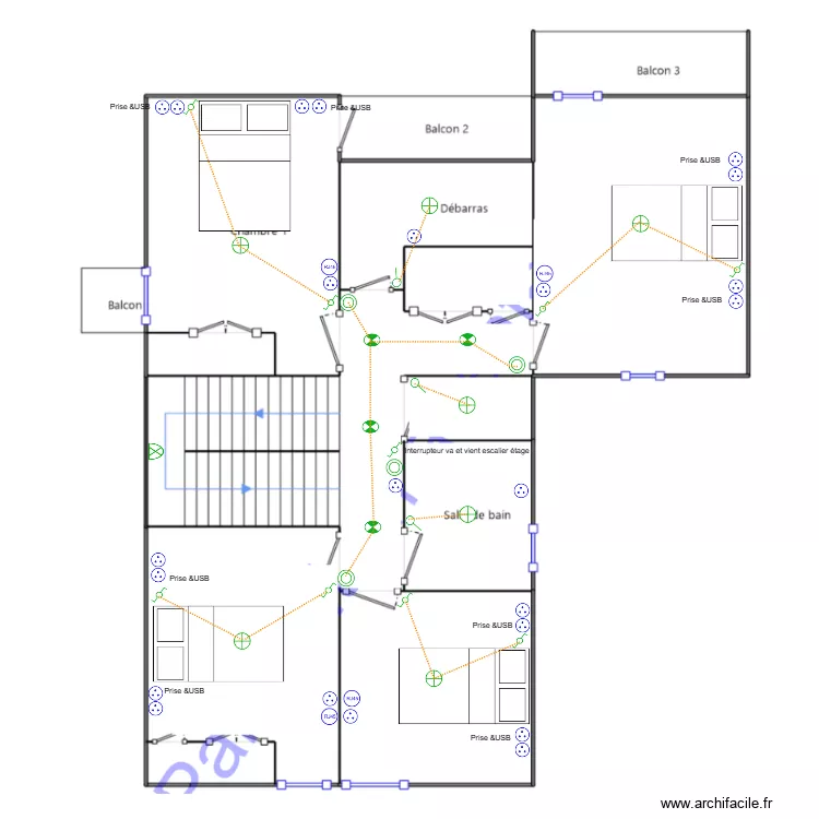 Plan Laurie & Ludo &eacute;tage. Plan de 