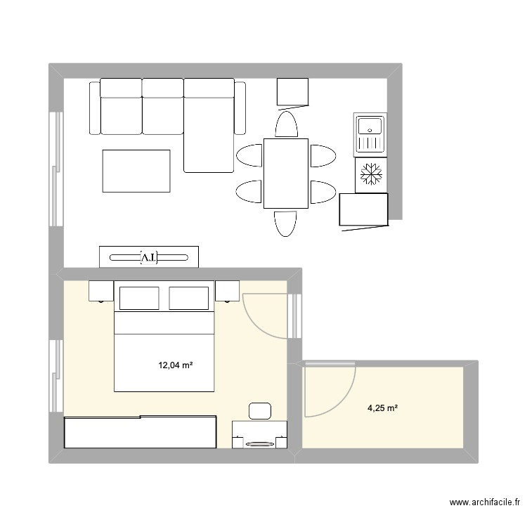 Plan. Plan de 2 pièces et 16 m2
