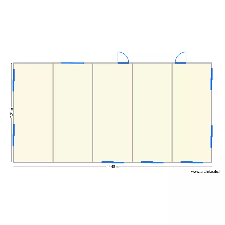 LOT DE 5 - 7m - ALGECO. Plan de 5  et 106 m²
