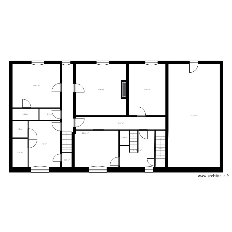 NALY. Plan de 33 pièces et 627 m2