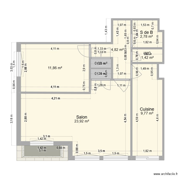 Le Savoie. Plan de 8 pièces et 56 m2