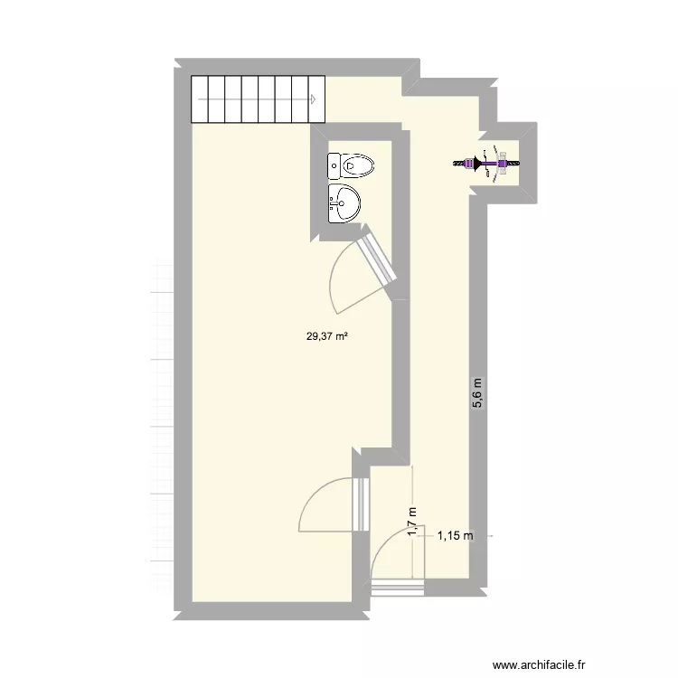 Local commercial 1. Plan de 1  et 29 m²