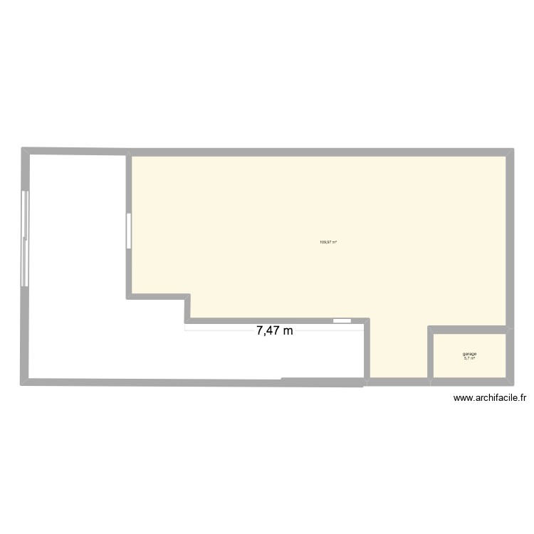 Maison. Plan de 2 pièces et 116 m2